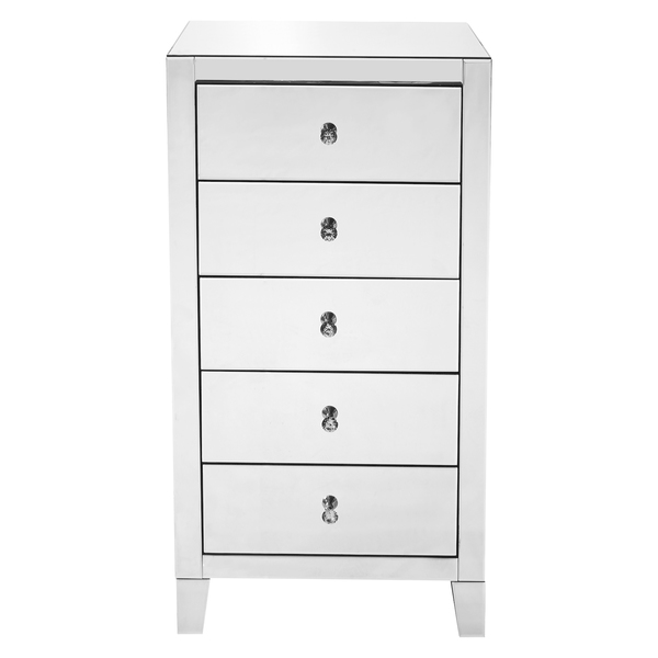 Elegant Decor 5 Drawer Chest 24 In X 18 In X 45 In.In Clear Mirror MF6-1051